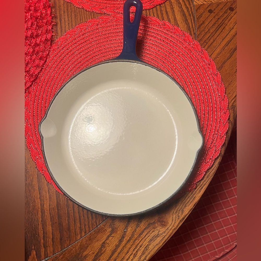 Blue and Cream 10 inch Cast Iron Skillet